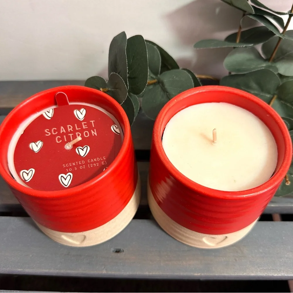 Set of 2 - Opalhouse Scarlet Citron 10.3oz Ceramic Jar Scented Candle - NEW